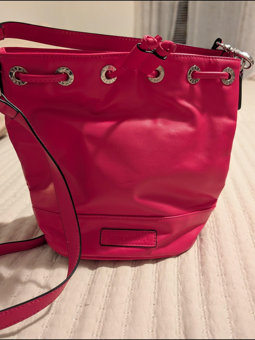 Vera Bradley Hot Pink Drawstring  Bucket Bag